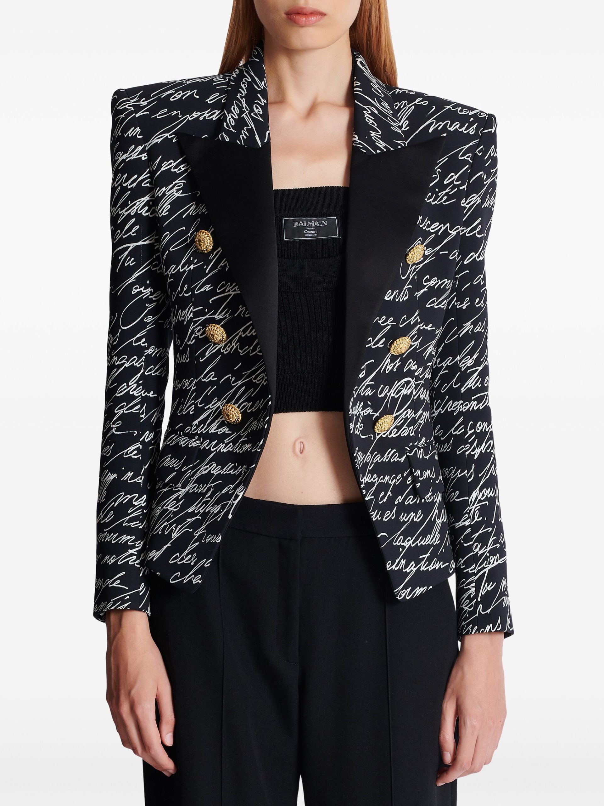 Jacheta Balmain "Love Letter" alb-negru - imagine 5