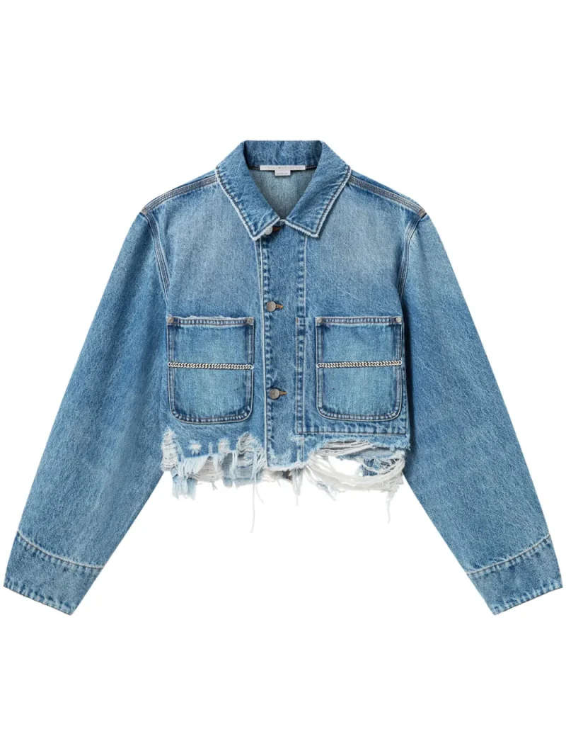 Jacheta denim Stella McCartney Chain-Detailing albastru