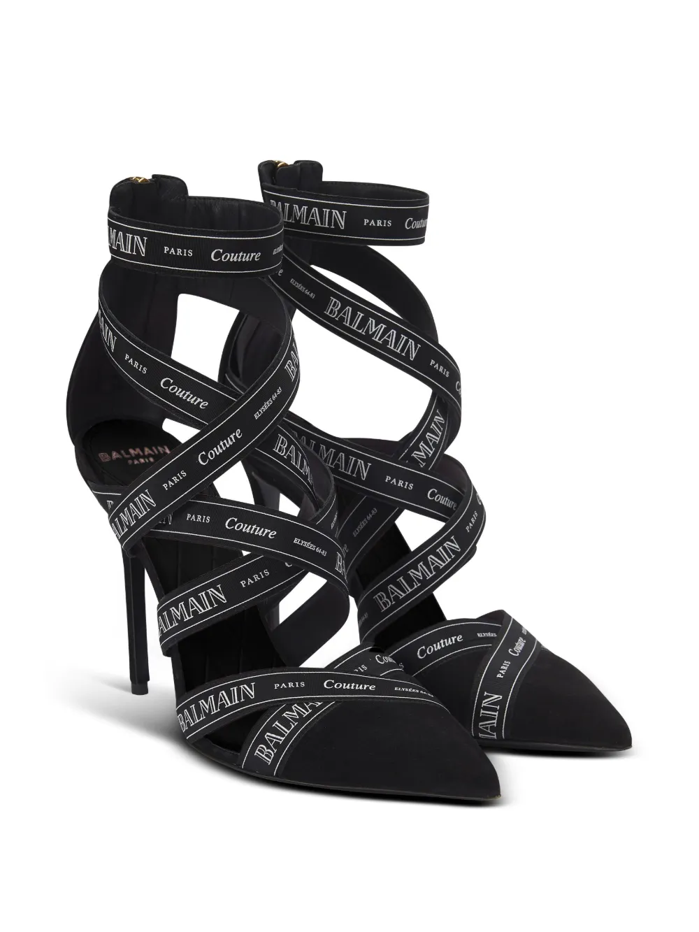 Pantofi cu toc Balmain Couture Ribbon negru - imagine 3