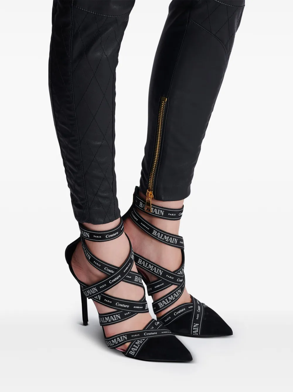 Pantofi cu toc Balmain Couture Ribbon negru - imagine 5