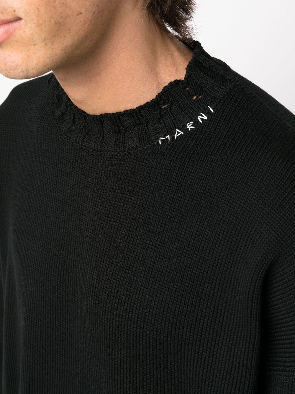 Pulover Marni Twisted Crew-Neck negru - imagine 5