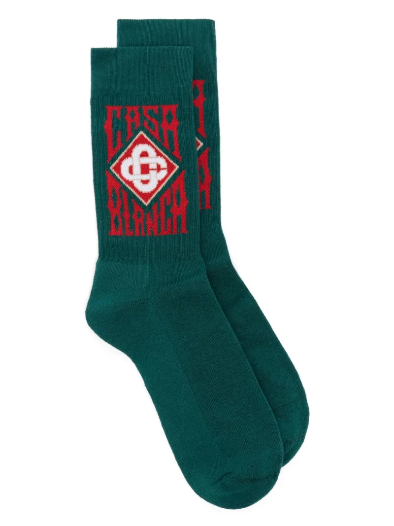 Sosete Casablanca logo-jacquard verde
