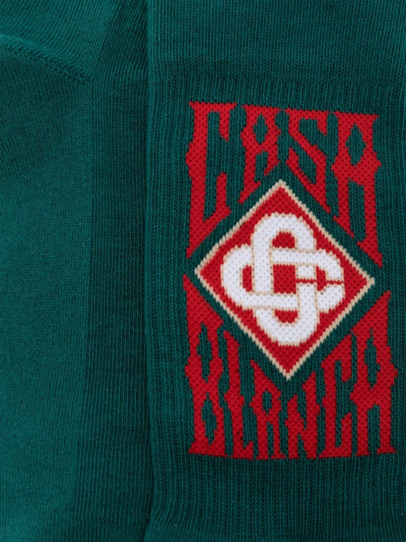 Alternative view of Sosete Casablanca logo-jacquard verde