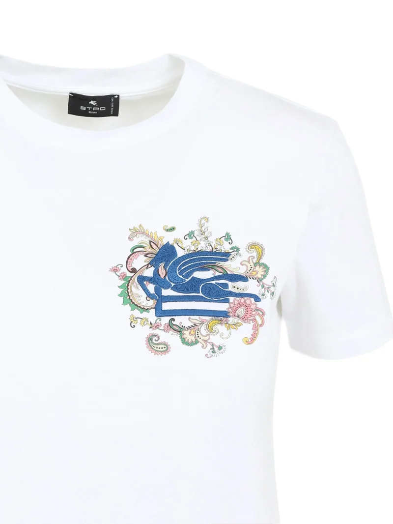 Alternative view of Tricou ETRO pegaso-embroidered alb