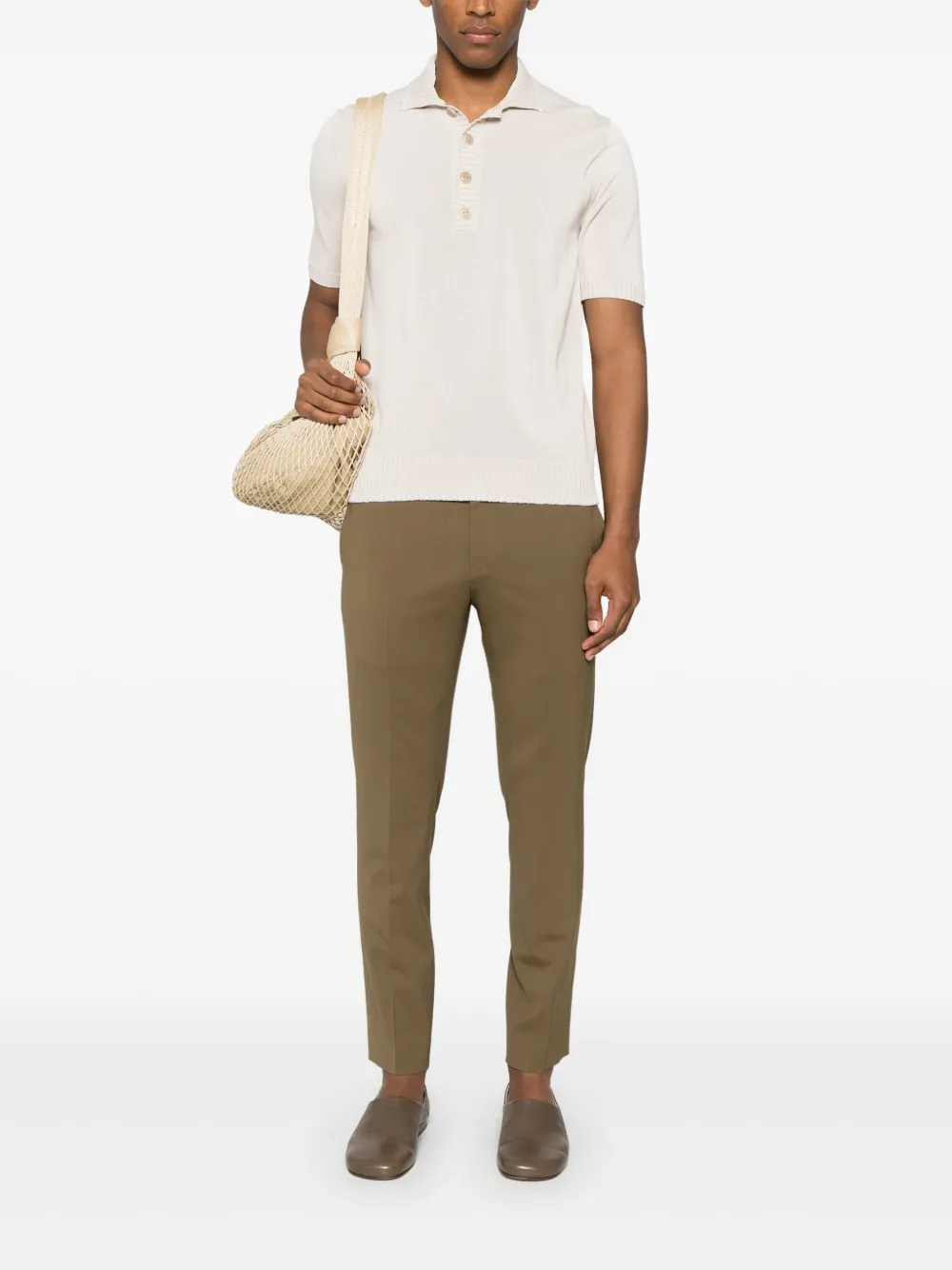 Tricou polo Eleventy Embroidered-Edge bej - imagine 3