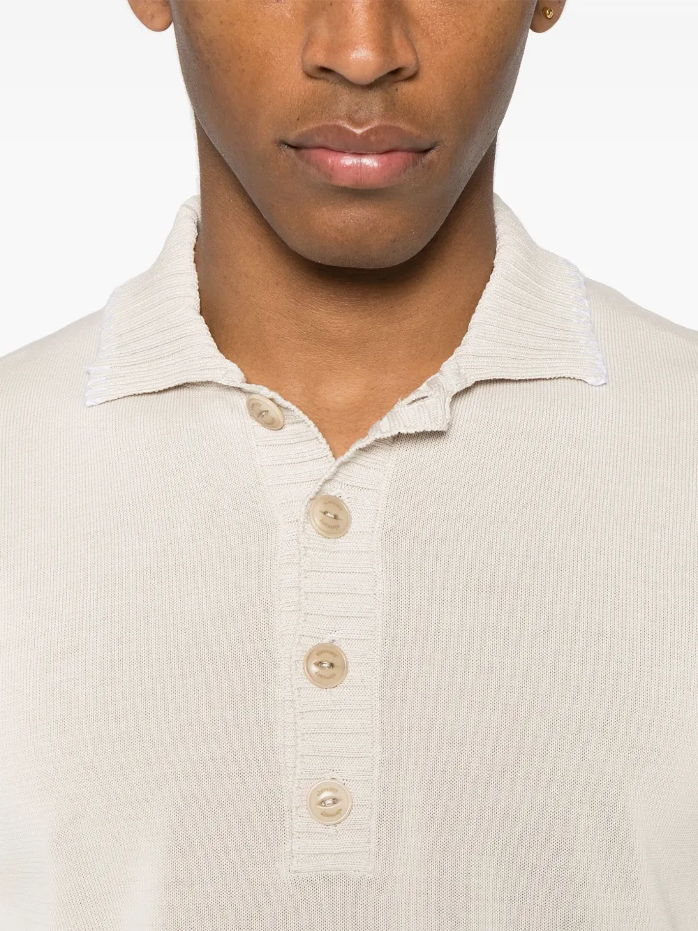 Tricou polo Eleventy Embroidered-Edge bej - imagine 4