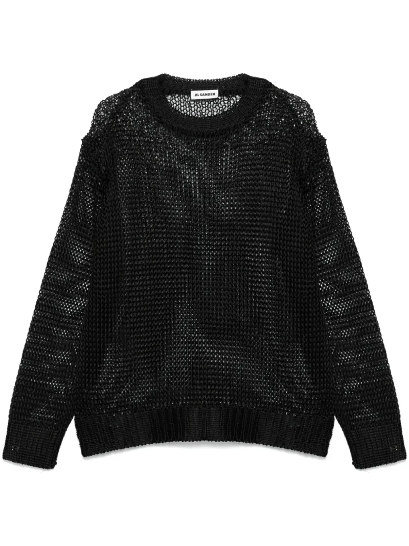 Pulover Jil Sander open-knit negru