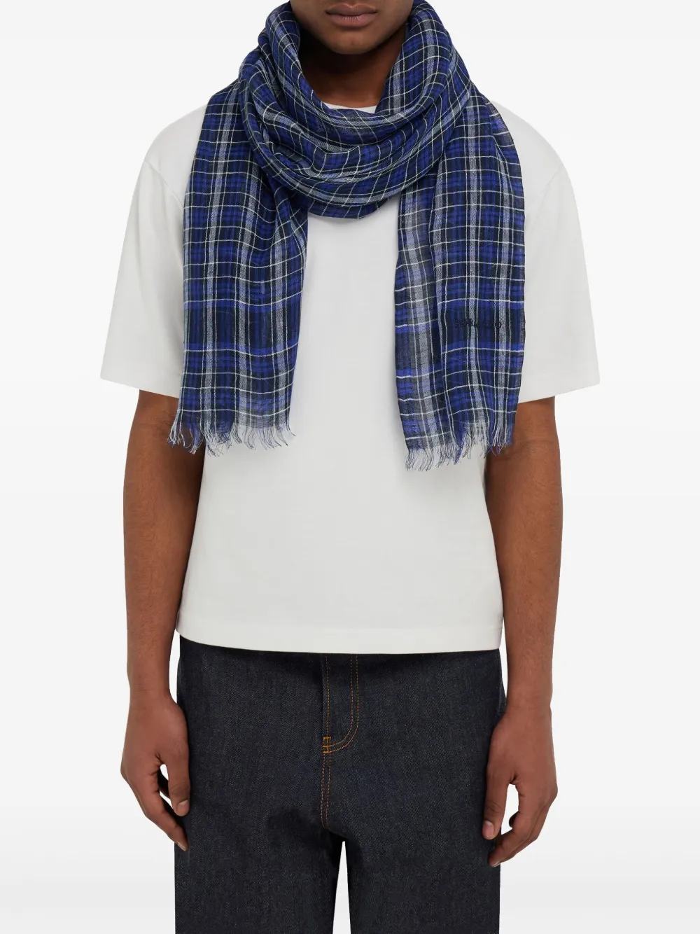 Esarfa Ferragamo tartan albastru - imagine 3