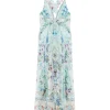 Rochie Camilla bead-strap gathered panelled albastru