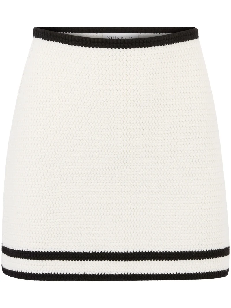 Fusta mini Nina Ricci Tweed alb