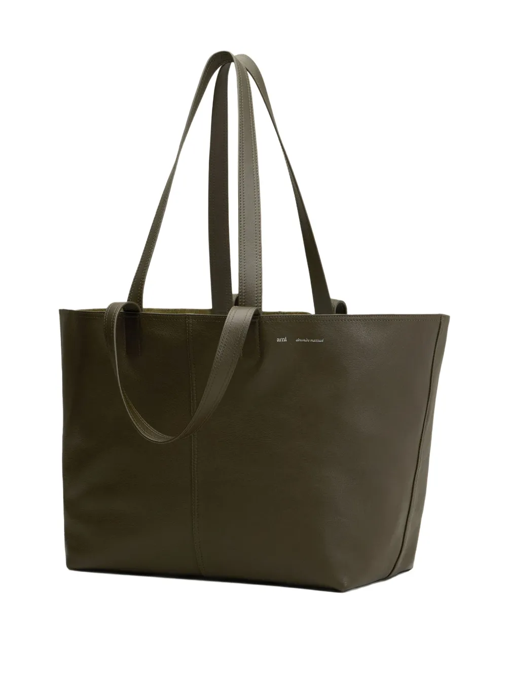 Geanta AMI Paris Midi Tote khaki - imagine 3