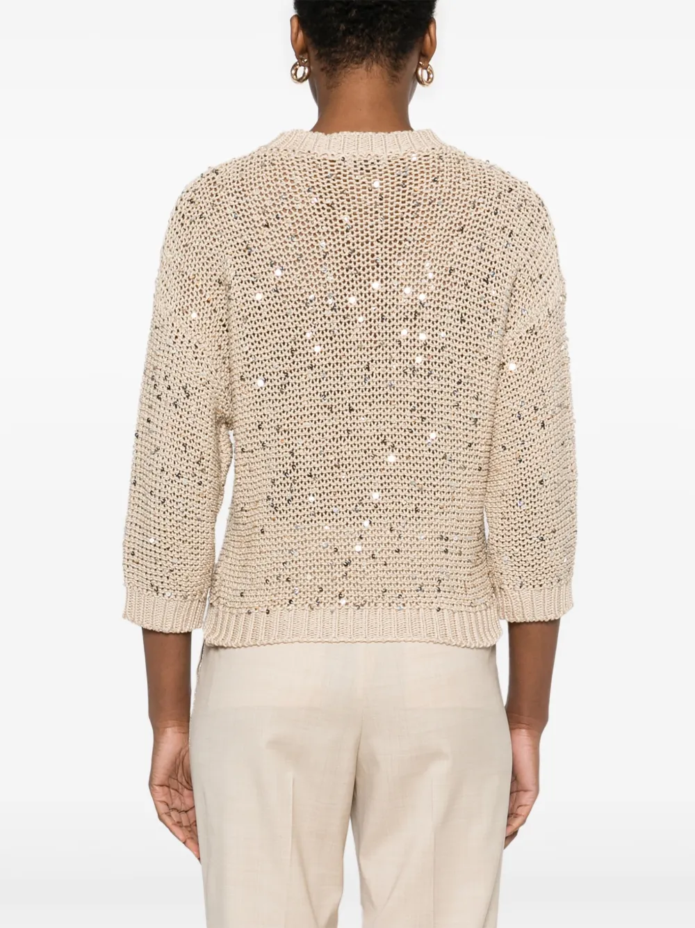 Pulover Peserico Sequin-Embellished bej - imagine 2