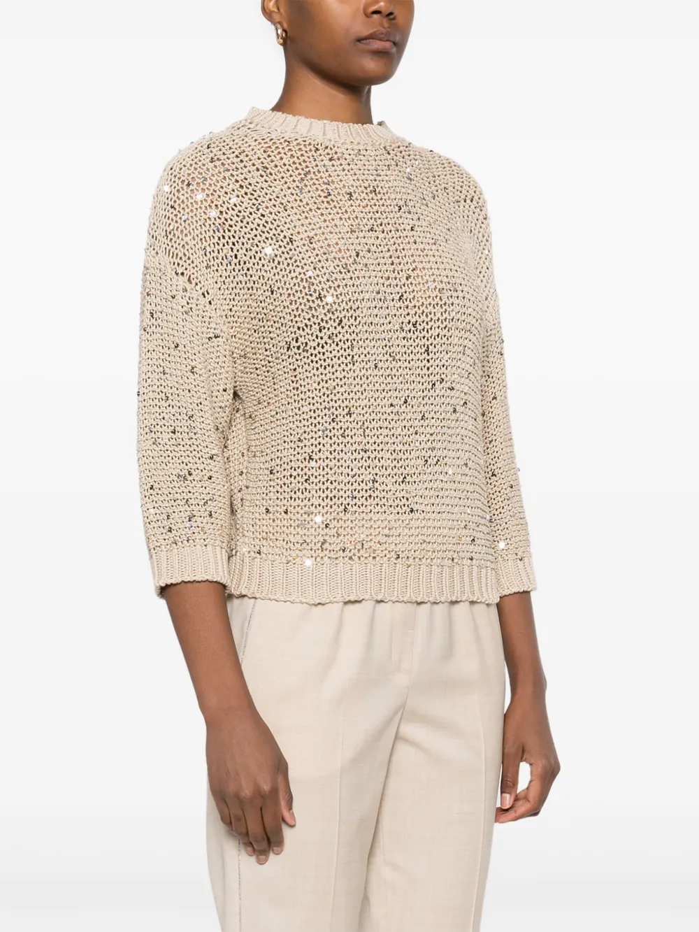Pulover Peserico Sequin-Embellished bej - imagine 3