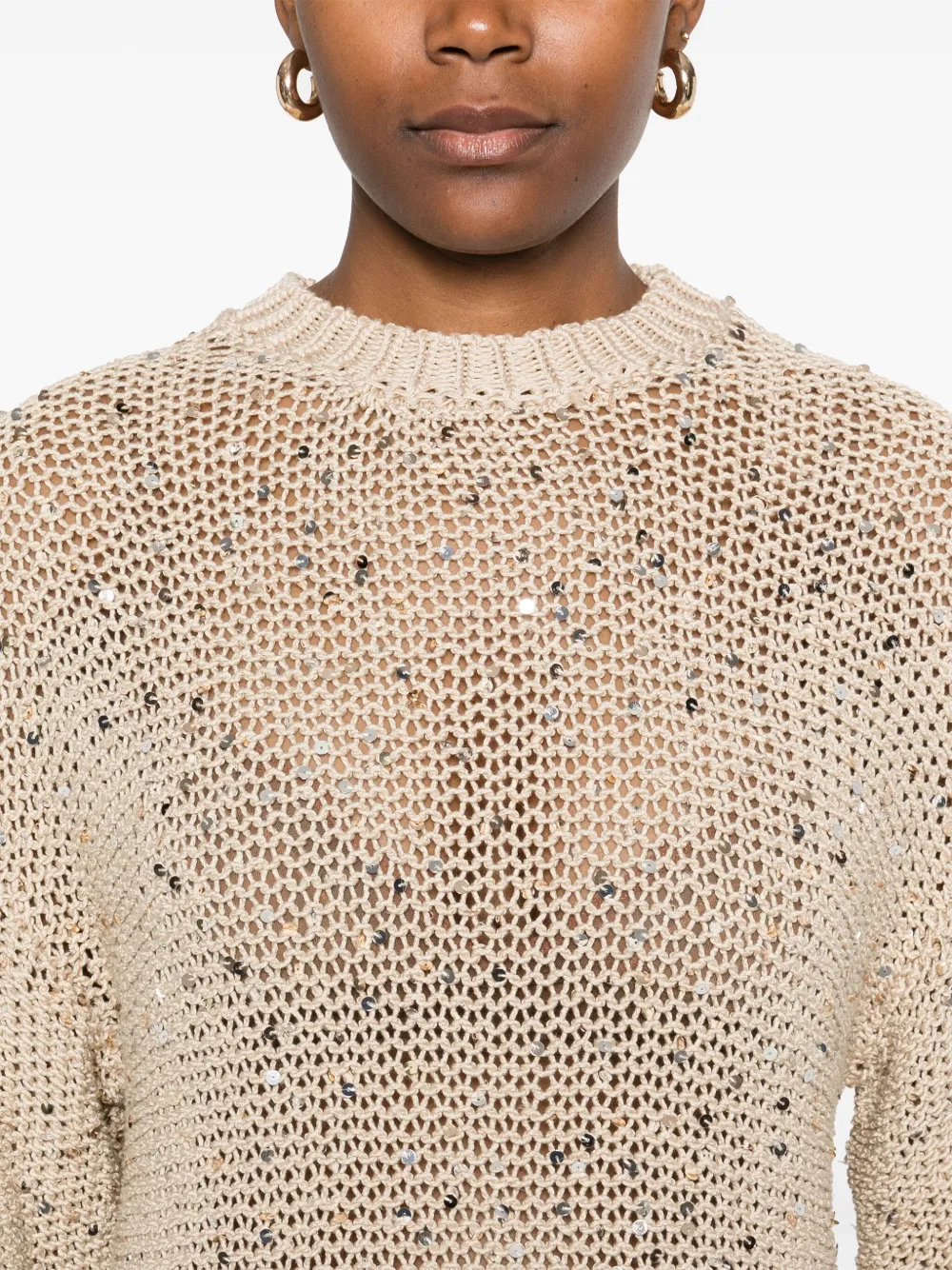 Pulover Peserico Sequin-Embellished bej - imagine 5