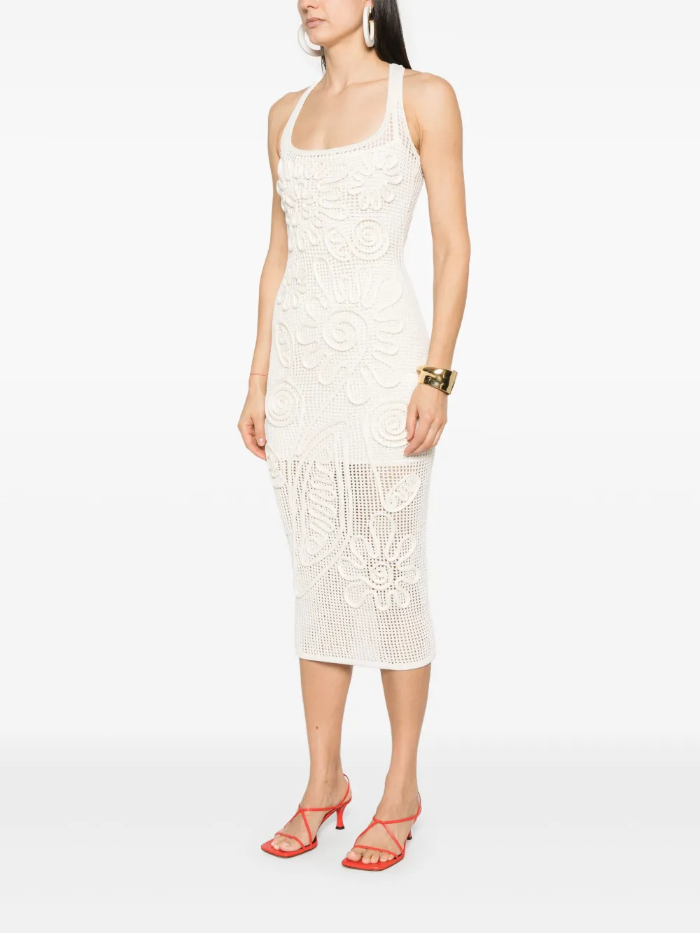 Rochie midi Cult Gaia Nissa alb - imagine 3