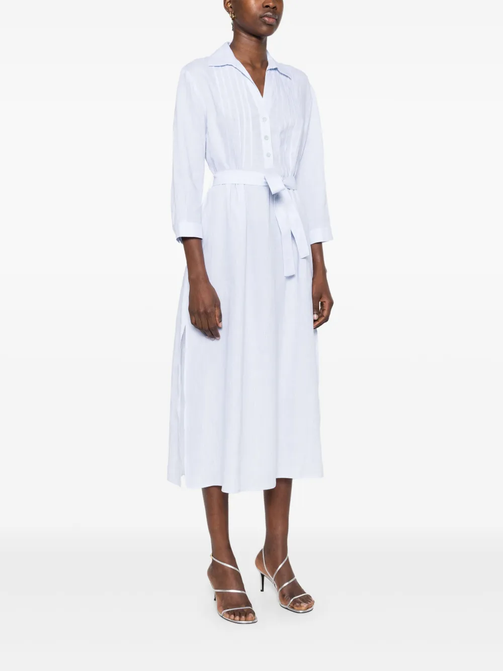 Rochie midi Peserico Linen albastru - imagine 3