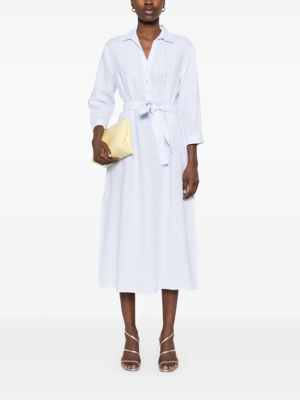 Rochie midi Peserico Linen albastru - imagine 4