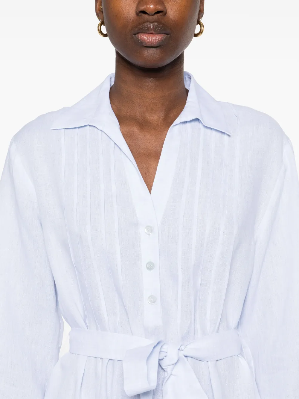 Rochie midi Peserico Linen albastru - imagine 5