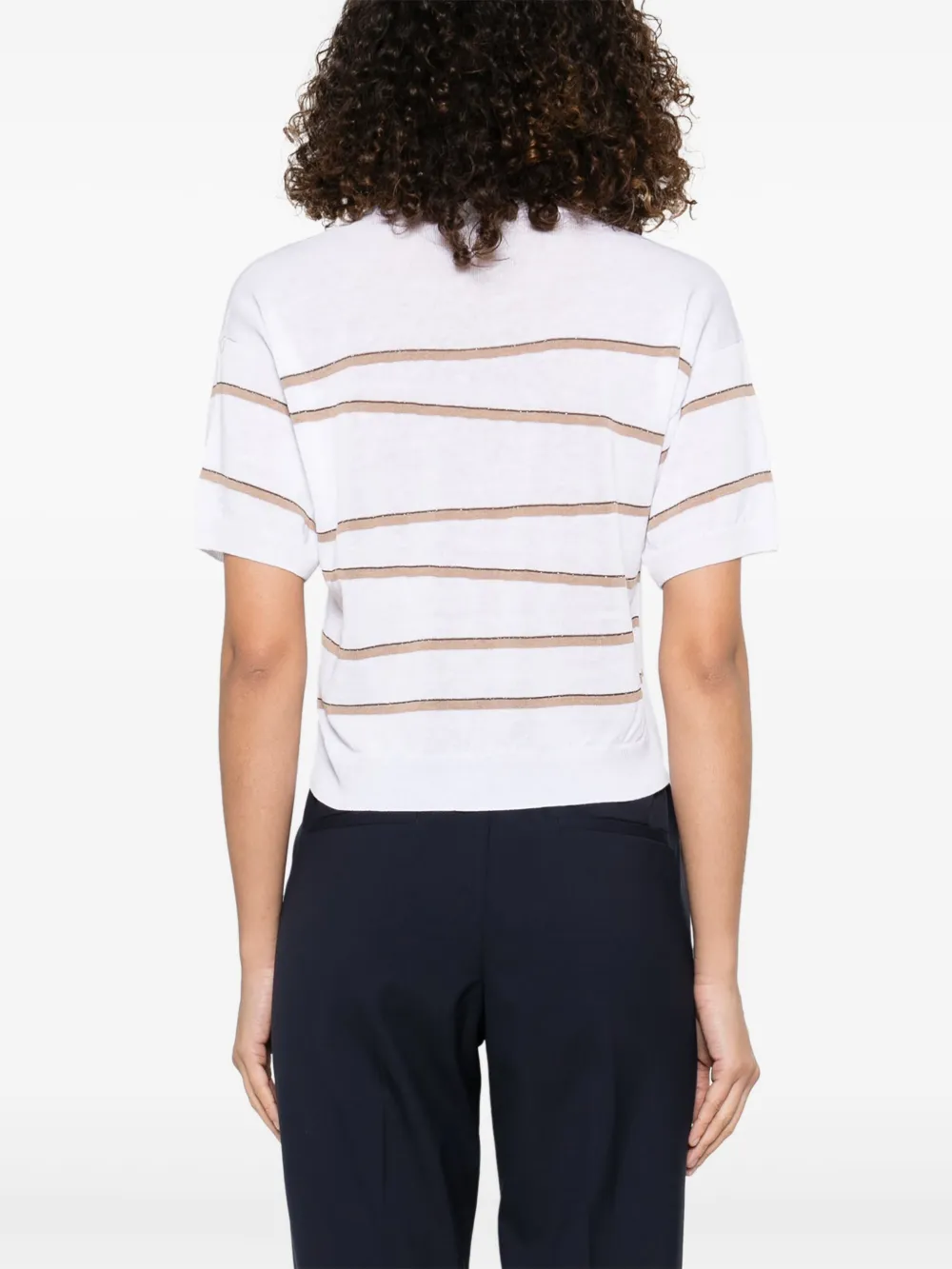 Tricou Peserico Striped alb - imagine 2