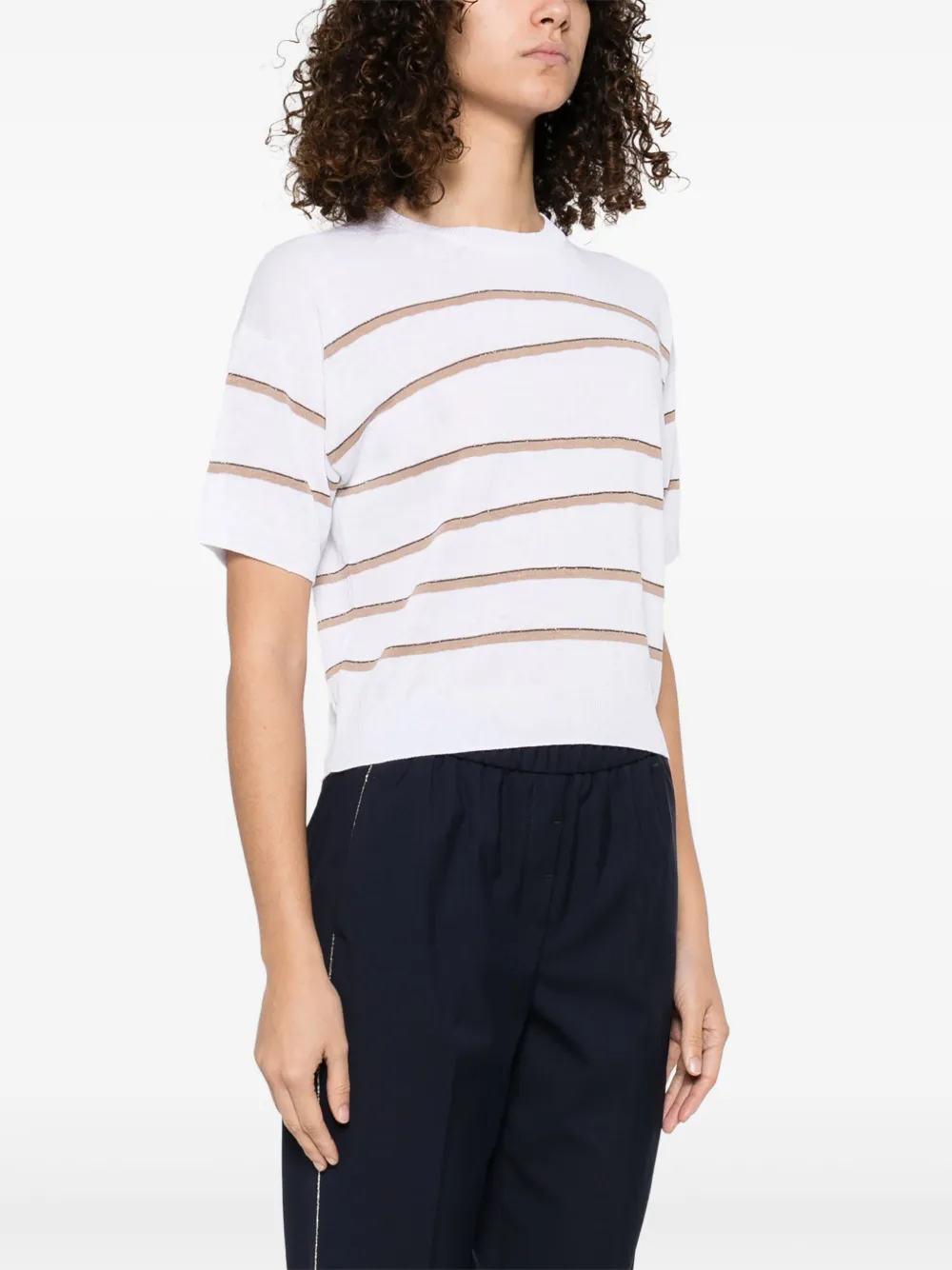 Tricou Peserico Striped alb - imagine 3
