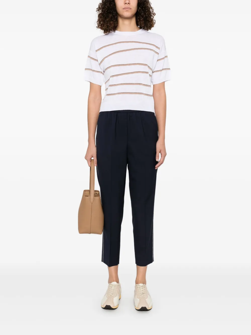 Tricou Peserico Striped alb - imagine 4