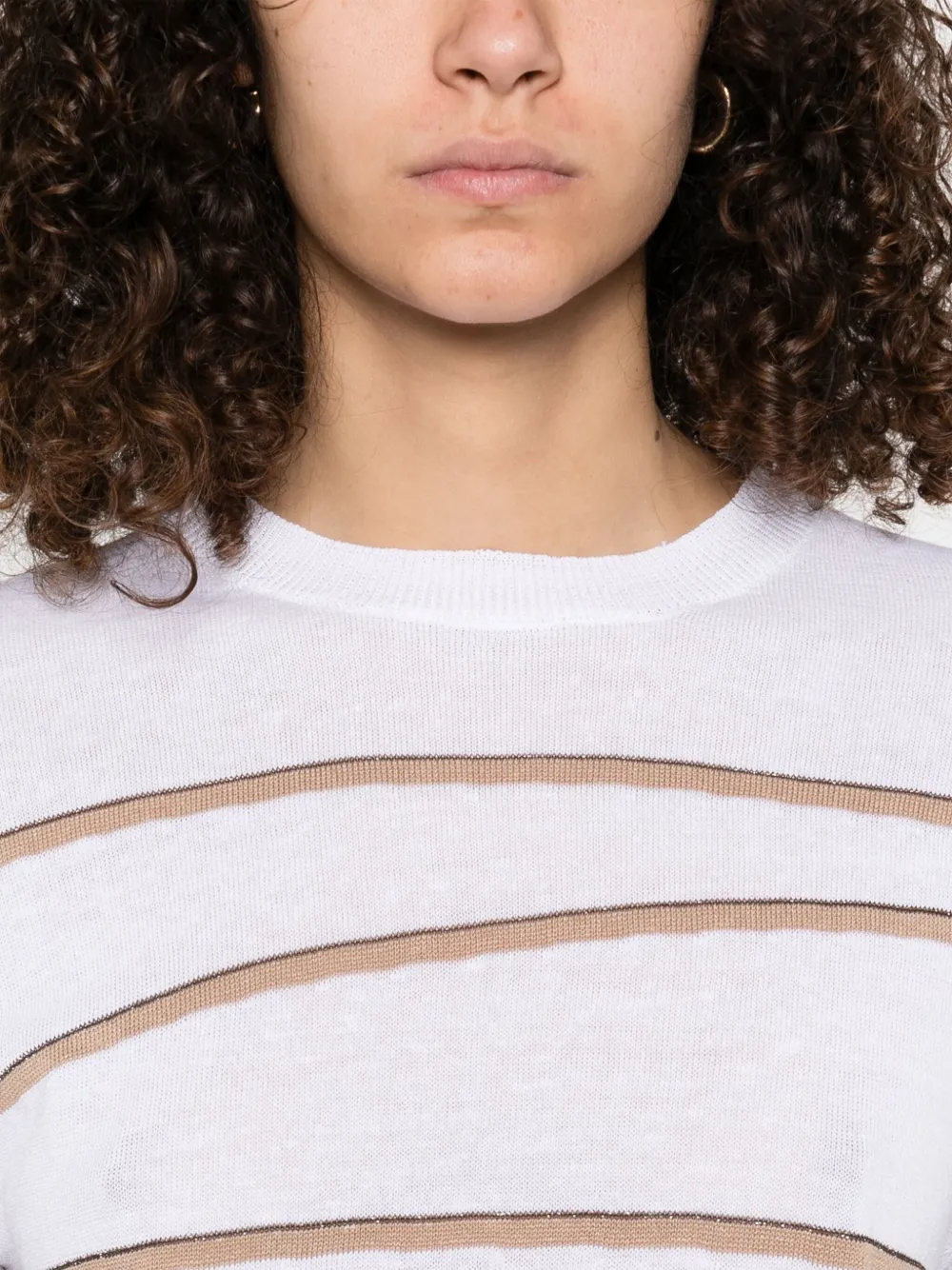 Tricou Peserico Striped alb - imagine 5