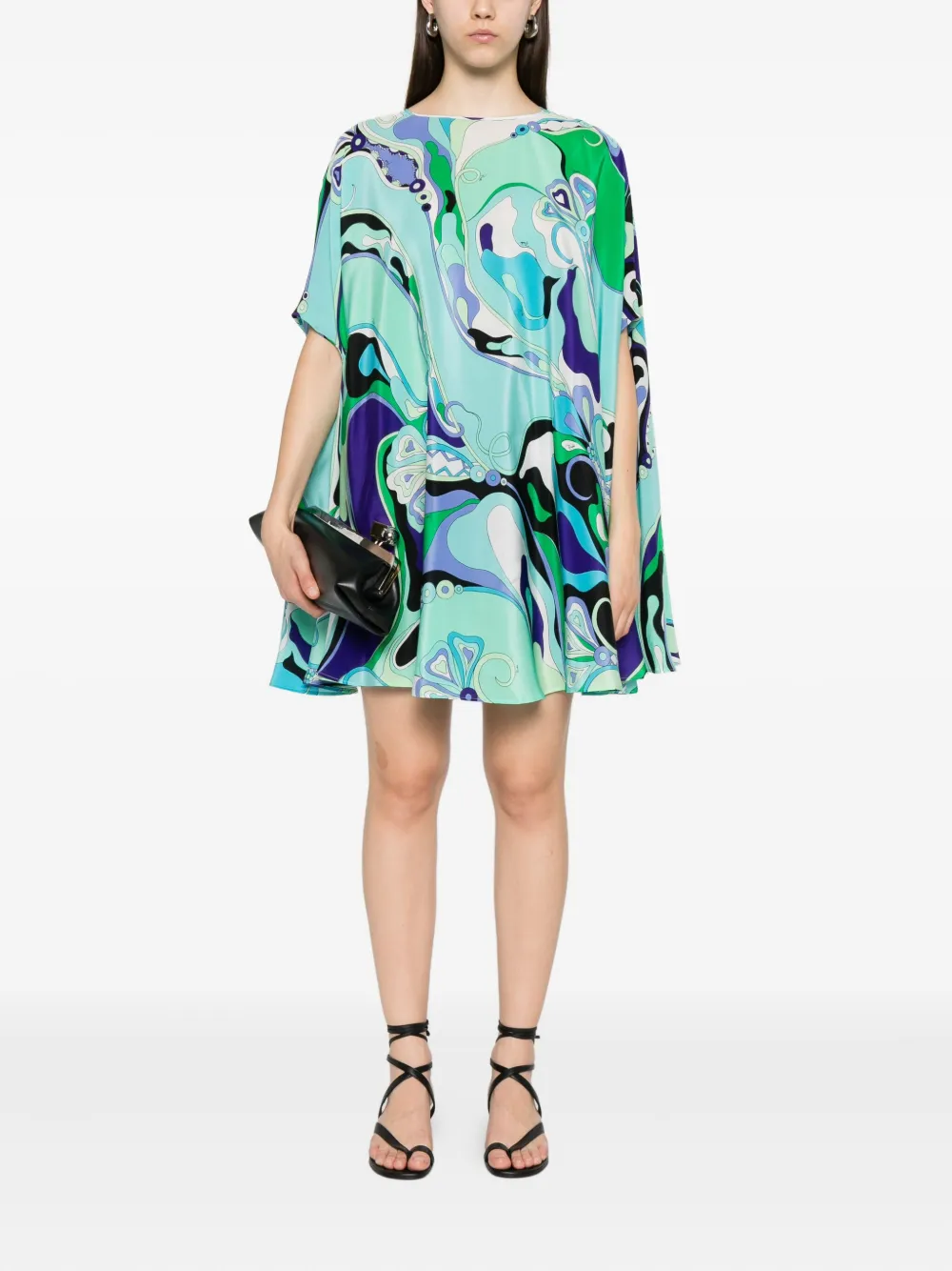 Kaftan PUCCI Orchidee-Print Silk verde - imagine 4