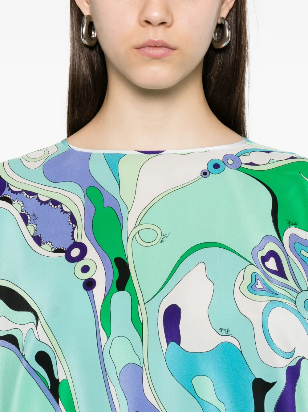 Kaftan PUCCI Orchidee-Print Silk verde - imagine 5