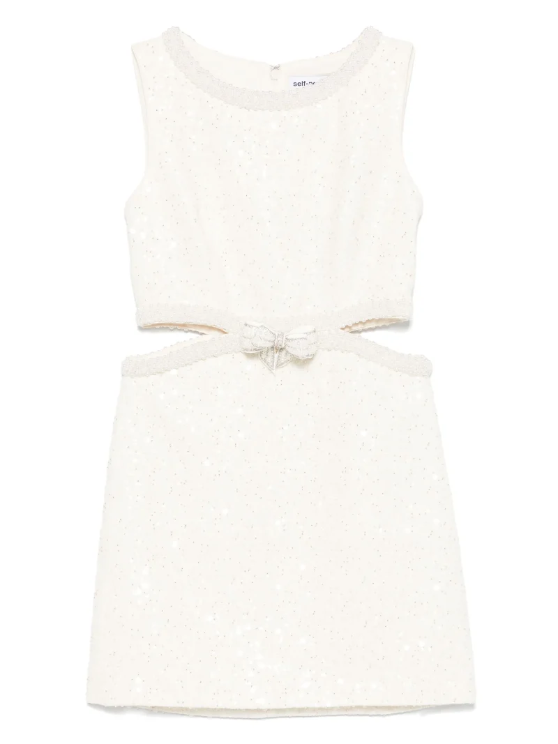 Rochie mini Self-Portrait bouclé alb