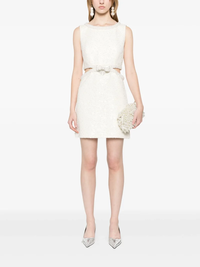 Alternative view of Rochie mini Self-Portrait bouclé alb