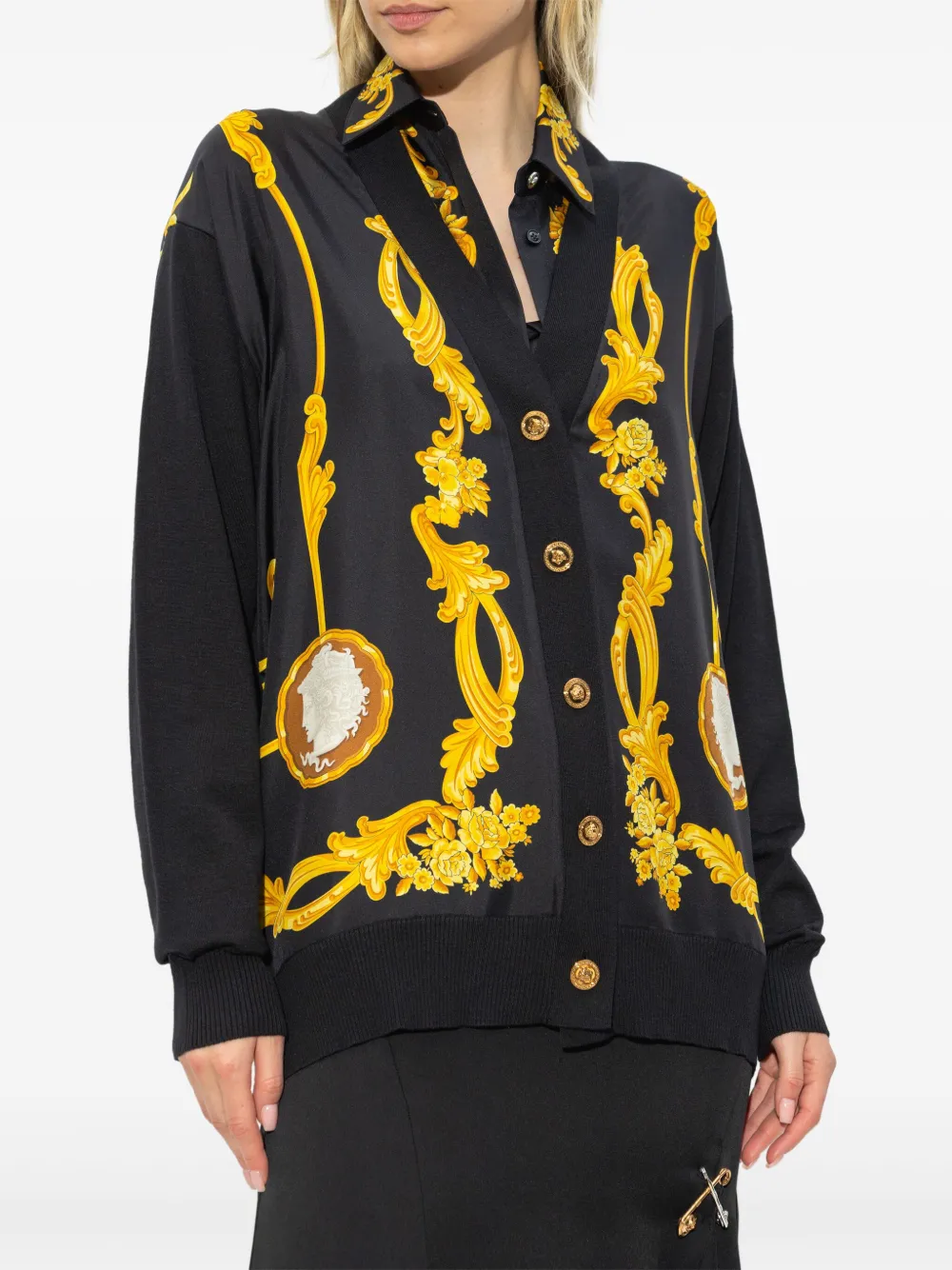 Cardigan Versace Wool-Silk negru - imagine 3