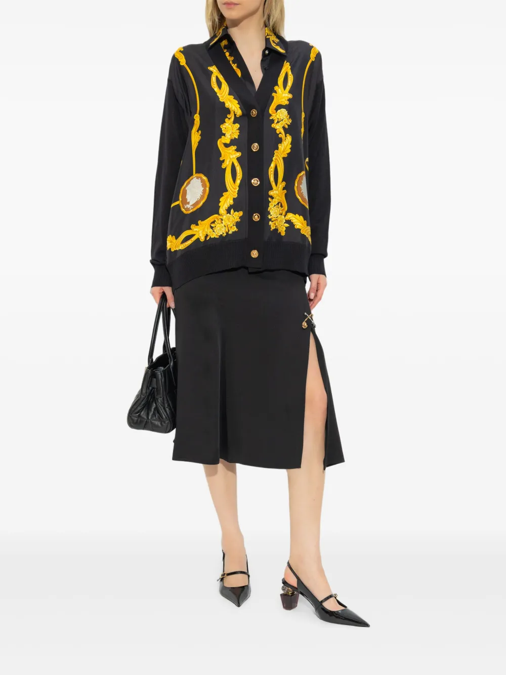 Cardigan Versace Wool-Silk negru - imagine 4