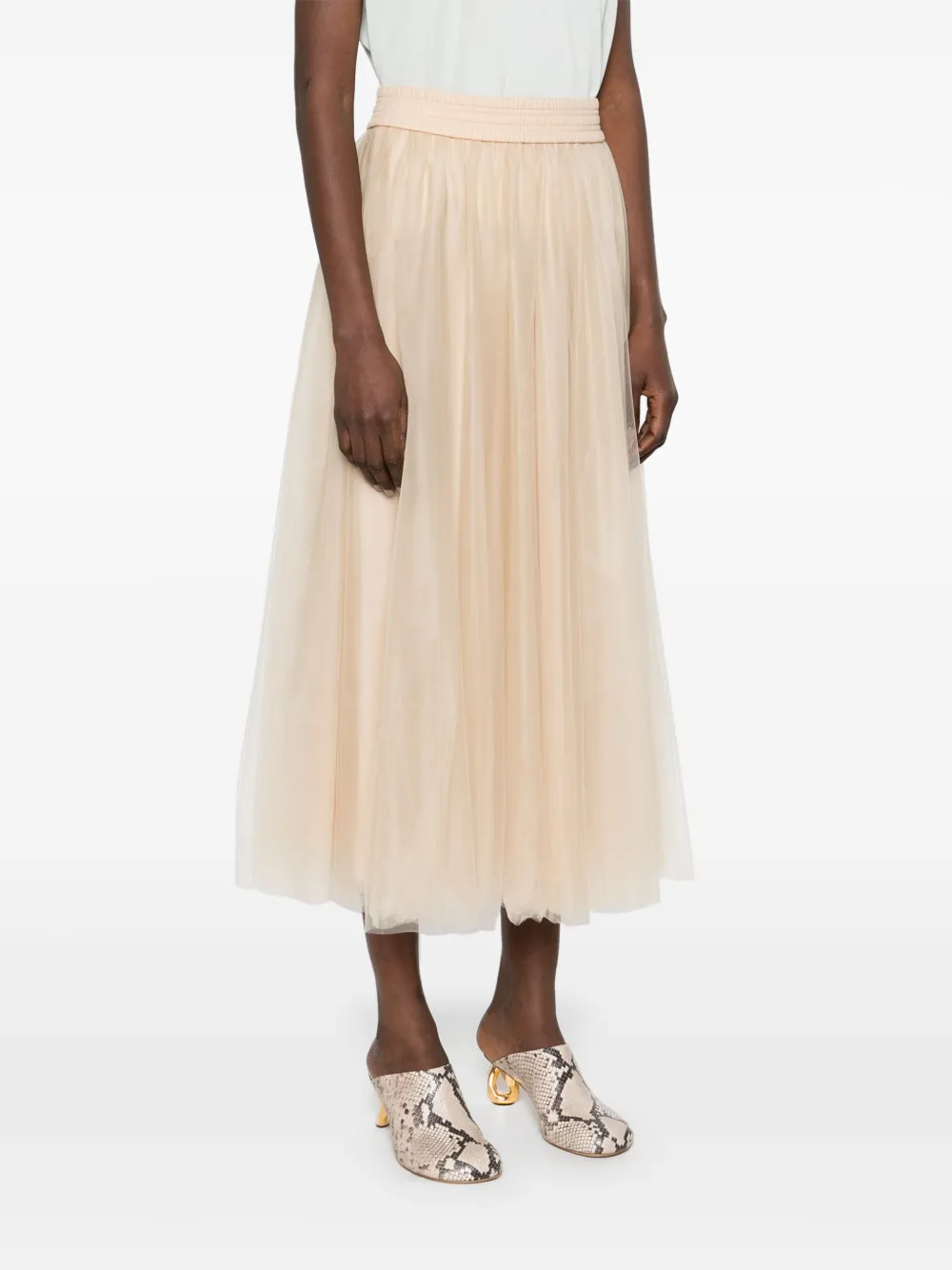 Fusta midi Fabiana Filippi Tulle bej - imagine 3
