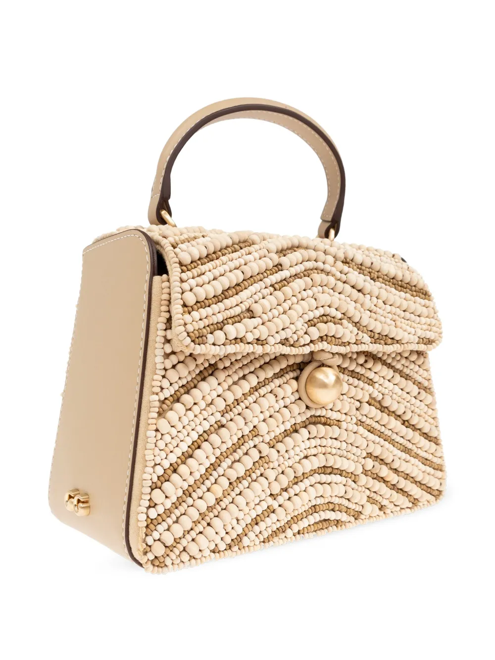 Geanta Cult Gaia Wood-Bead Embellished Tote bej