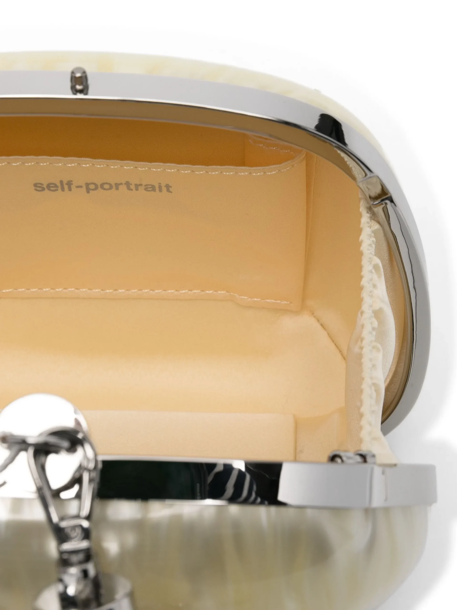 Geanta Self-Portrait Kids logo-appliqué clutch gri - imagine 3