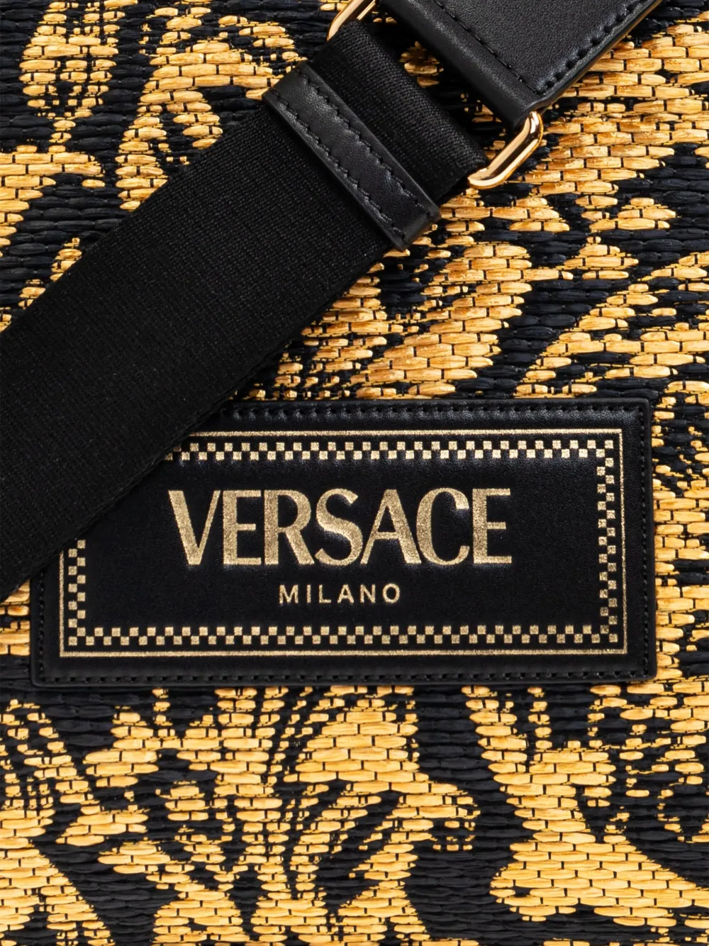 Geanta tote Versace small Barocco Athena Raffia negru - imagine 6