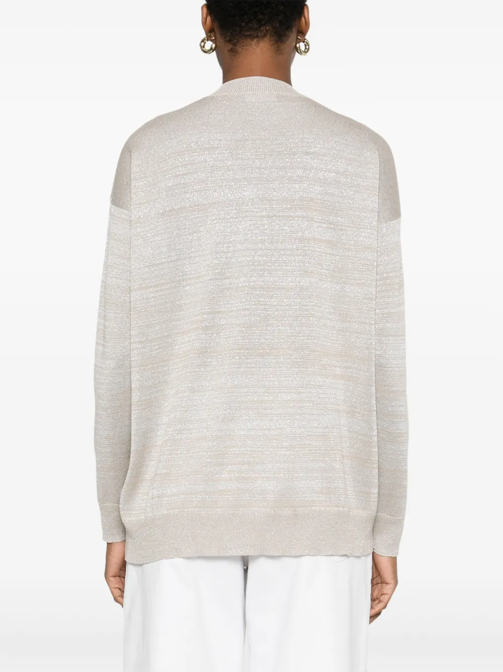 Pulover Fabiana Filippi Metallic-Threading gri - imagine 2