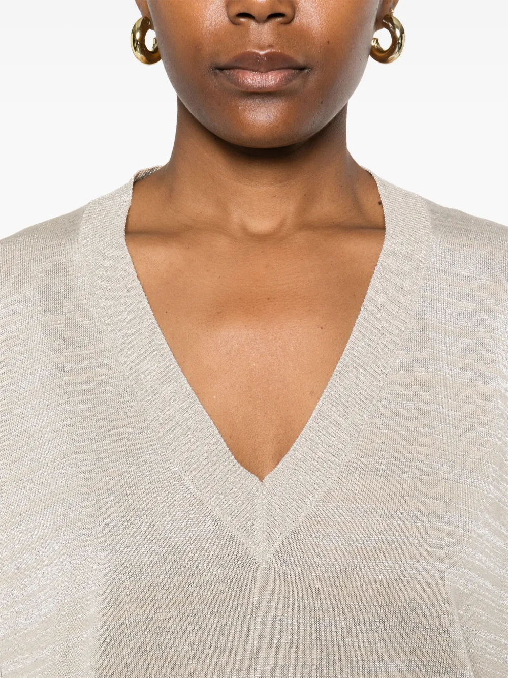 Pulover Fabiana Filippi Metallic-Threading gri - imagine 5