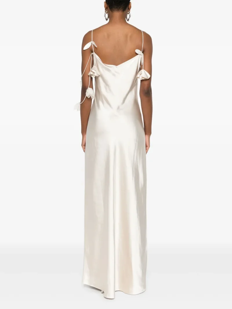 Alternative view of Rochie maxi Self-Portrait Floral-Applique Satin alb