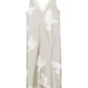 Rochie maxi Stella McCartney Dove-Print Seeveless gri