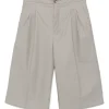 Pantaloni scurti AMI Paris pleat-detail gri