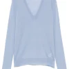 Pulover JOSEPH Cashmere V-neck albastru