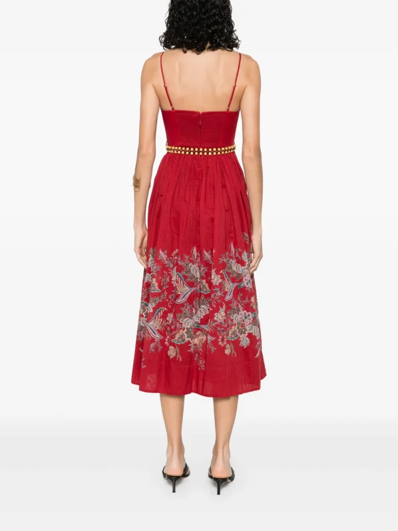 Alternative view of Rochie midi Zimmermann Floral-Print rosu