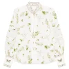 Camasa Camilla floral-print linen alb
