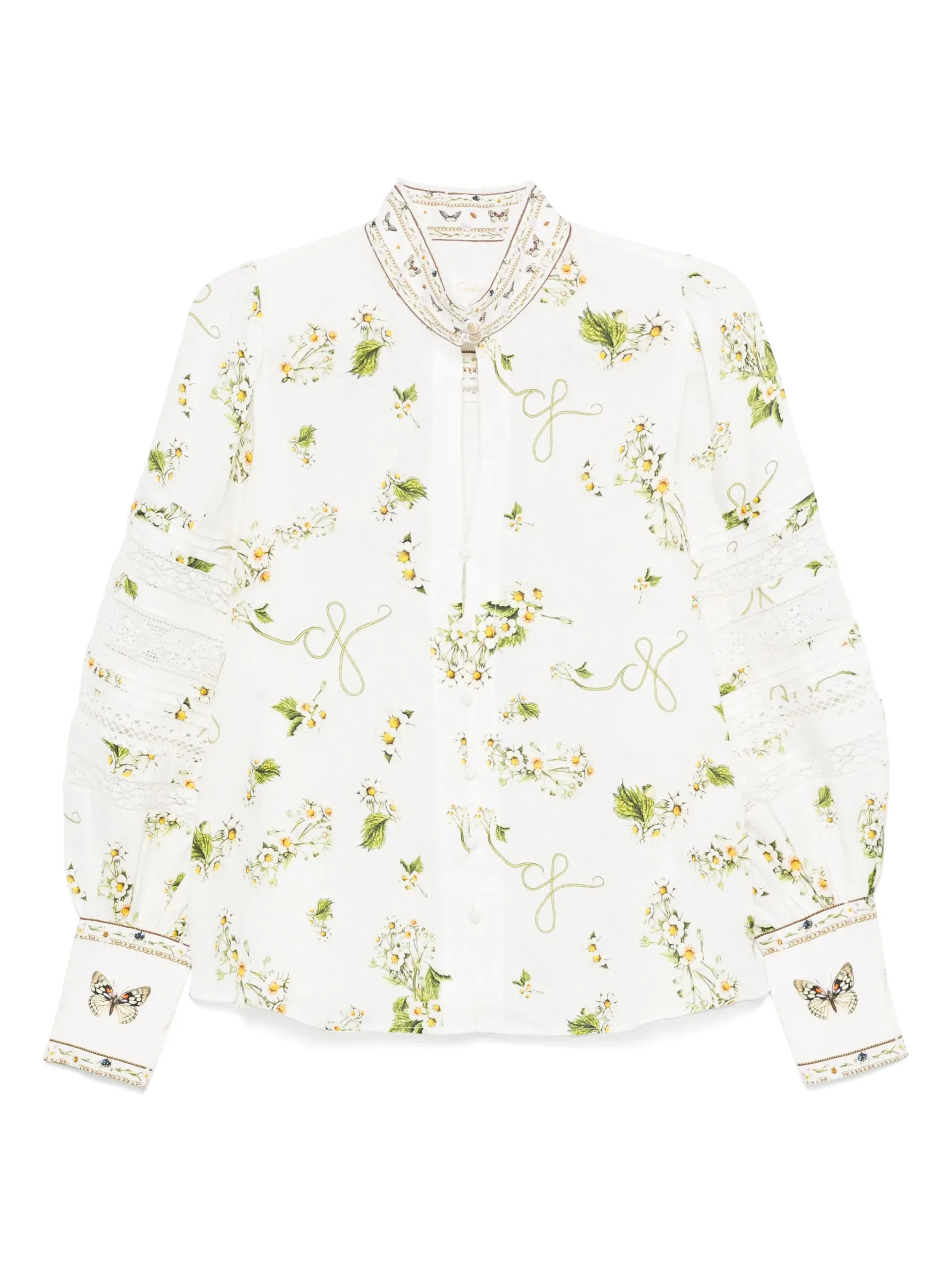 Camasa Camilla floral-print linen alb