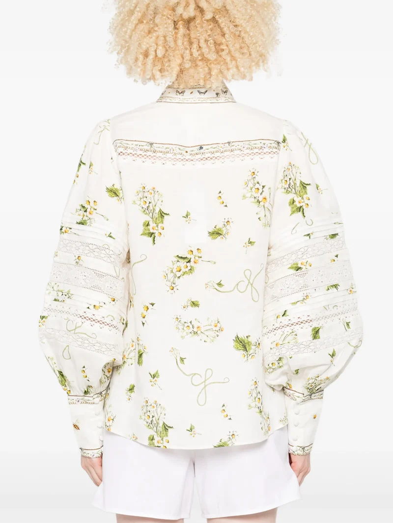 Camasa Camilla floral-print linen alb - imagine 4