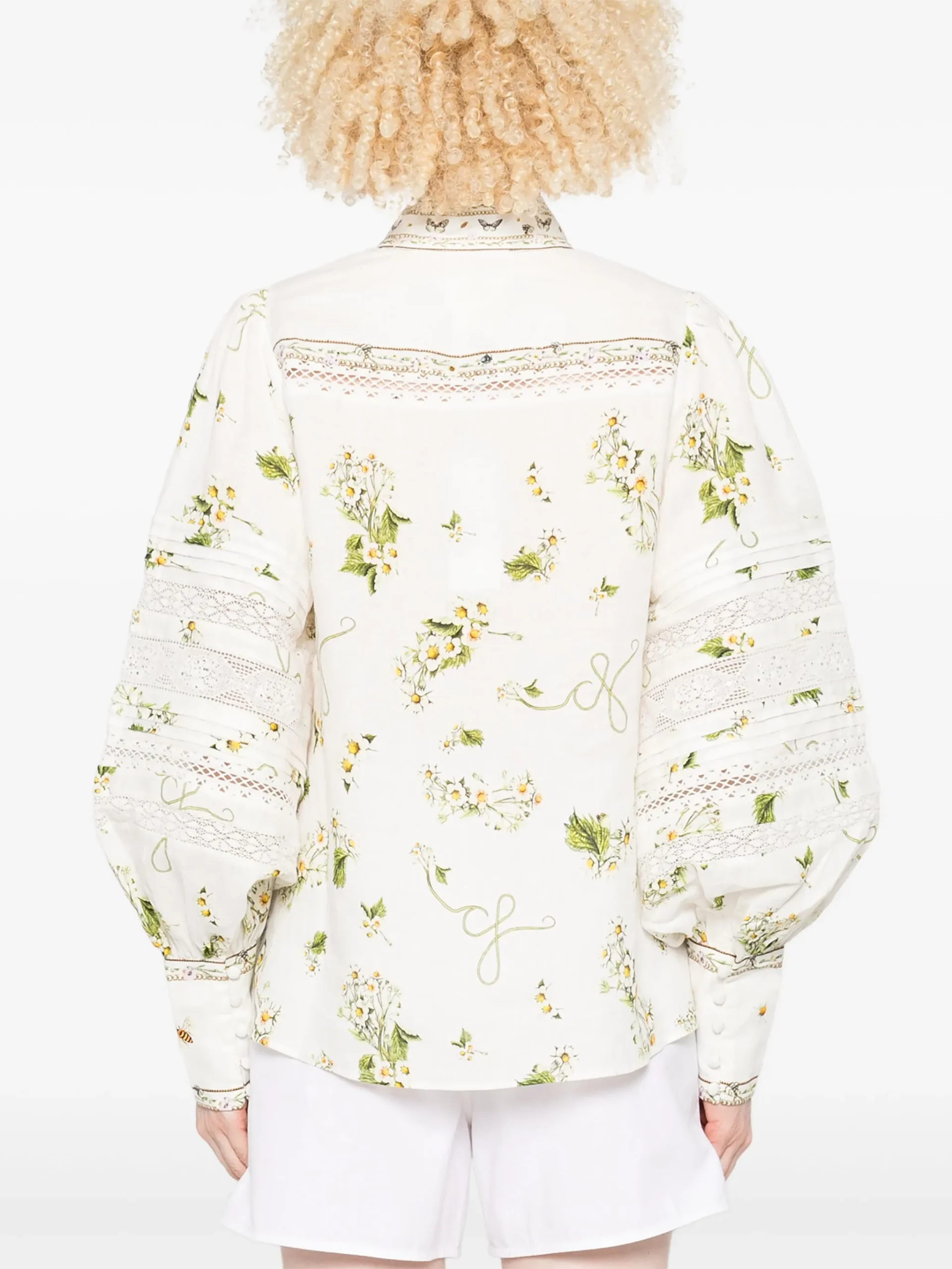 Camasa Camilla floral-print linen alb - imagine 4
