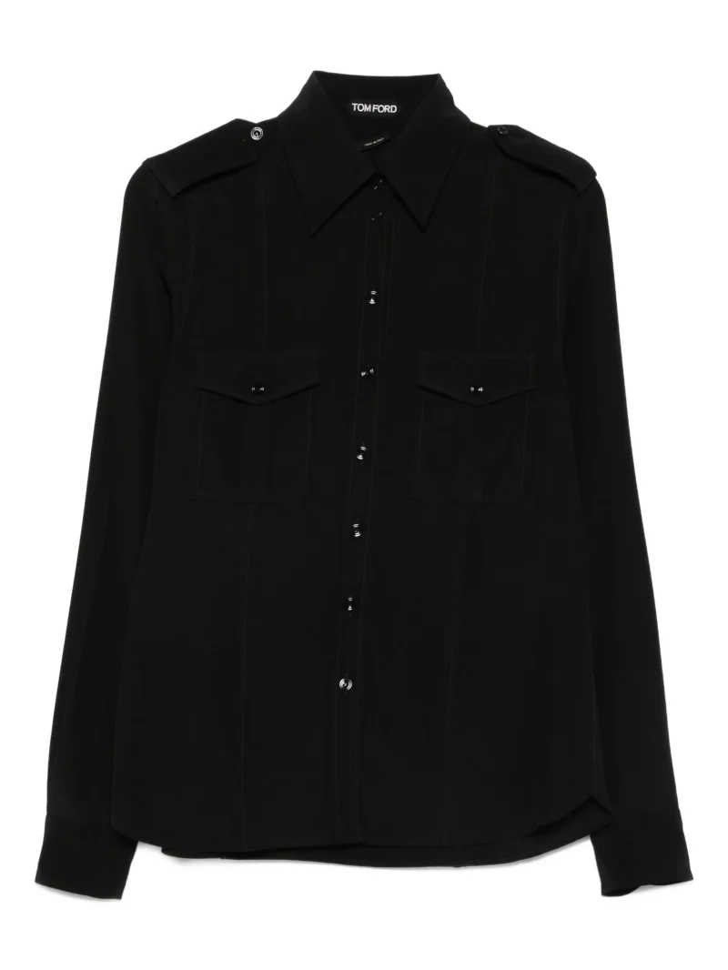 Camasa TOM FORD point-collar silk negru