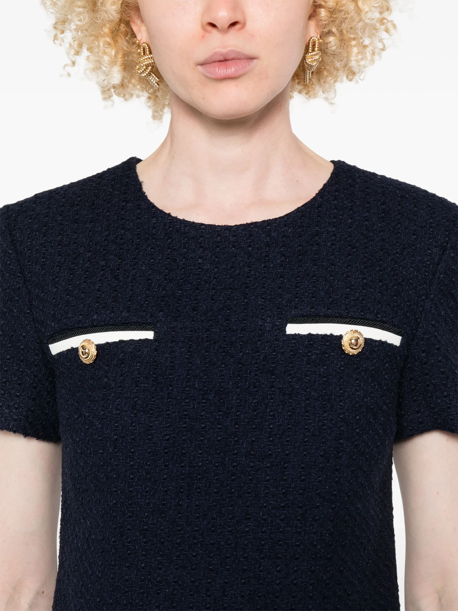 Rochie mini Self Portrait bouclé albastru - imagine 3