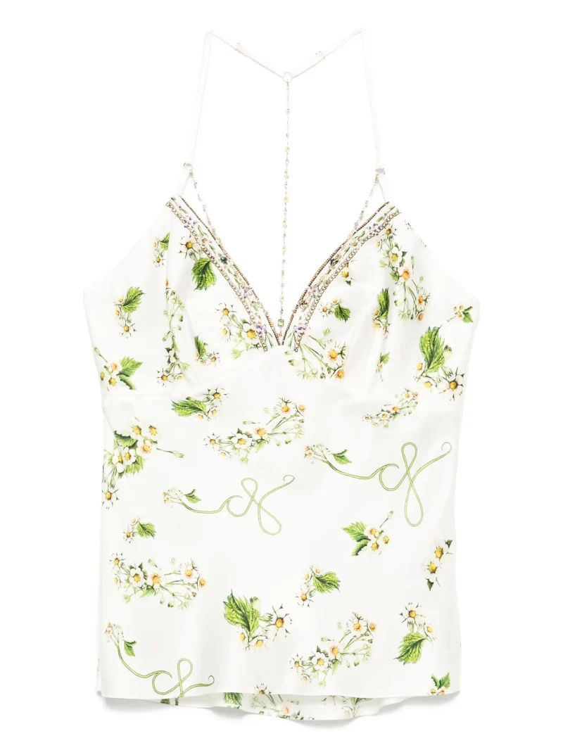 Top Camilla floral-print silk alb